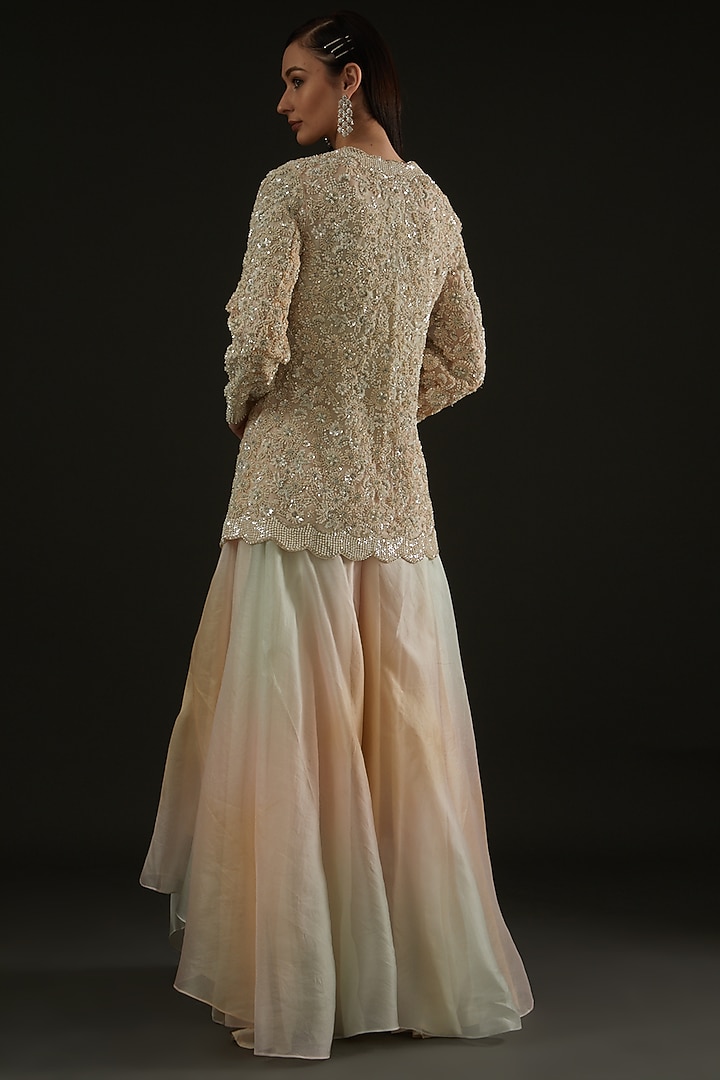 Nude Organza Wedding Sharara Set by Rococo by raghvi at Pernia's Pop Up Shop