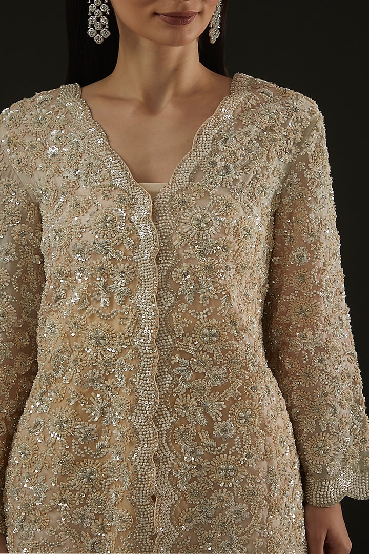 Nude Organza Wedding Sharara Set by Rococo by raghvi at Pernia's Pop Up Shop
