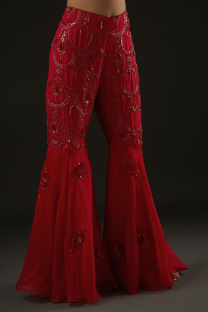 Red Silk Gharara Set by Rococo by raghvi at Pernia's Pop Up Shop