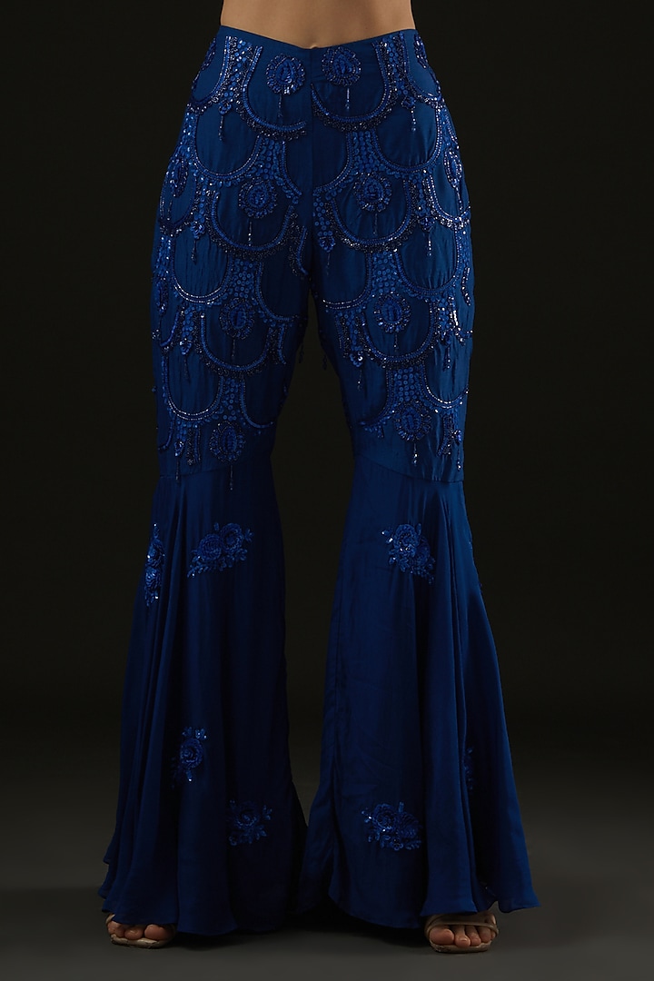 Cobalt Blue Silk Gharara Set by Rococo by raghvi at Pernia's Pop Up Shop