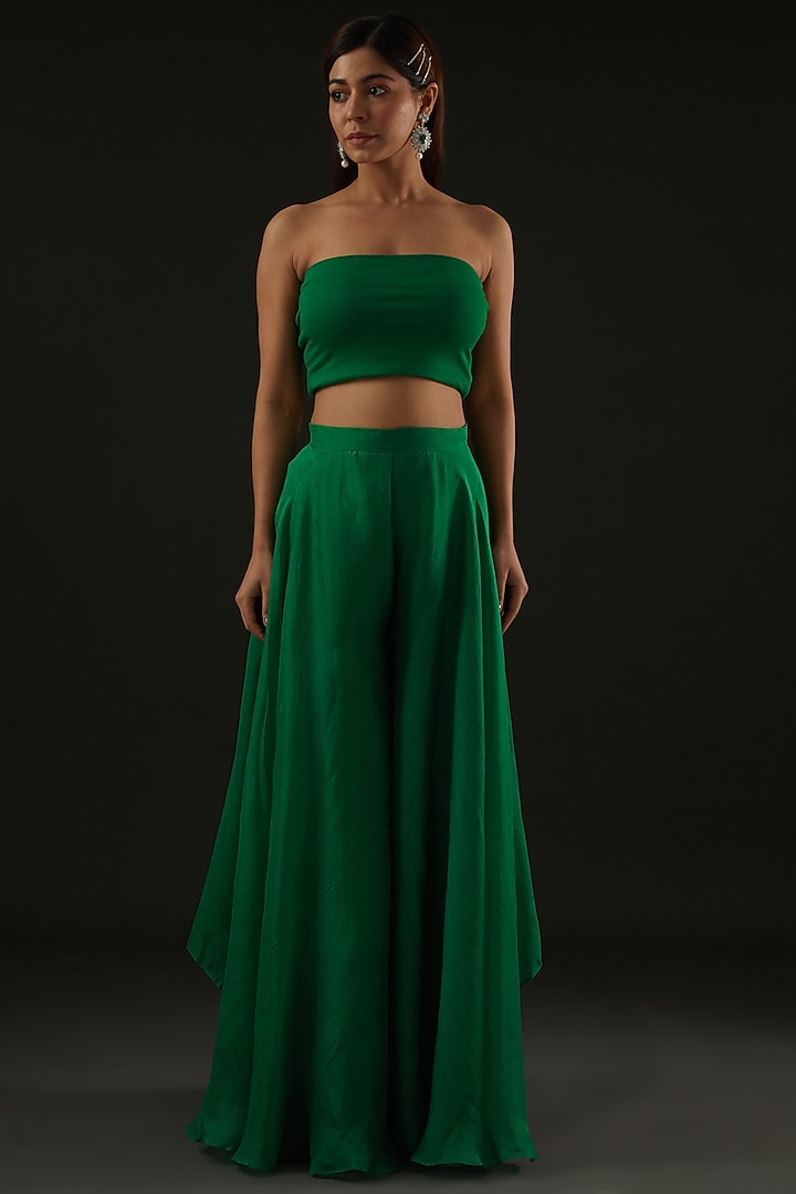 Emerald Green Organza Wedding Sharara Set by Rococo by raghvi at Pernia's Pop Up Shop