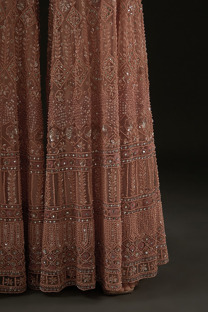 Peach Organza Bridal Sharara Set by Rococo by raghvi at Pernia's Pop Up Shop