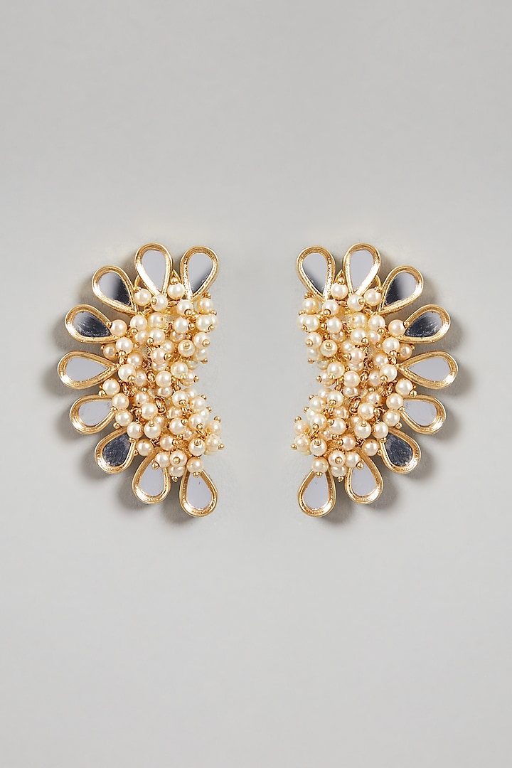 Gold Finish Baby Pearl Earrings by Rohita and Deepa