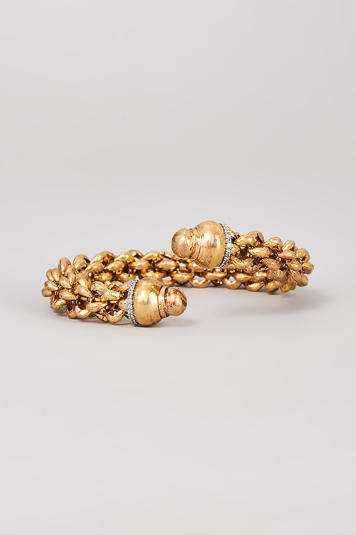 Gold Finish Link Motif Bracelet by Rohita and Deepa at Pernia's Pop Up Shop