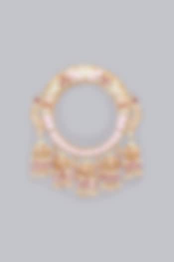 Gold Finish Pink Onyx Bracelet by Rohita and Deepa