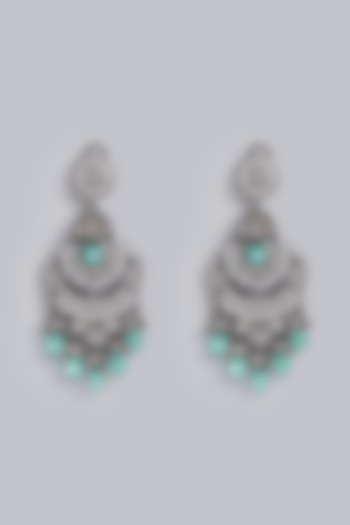 Black Rhodium Finish Aqua Drops Dangler earrings by Rohita and Deepa