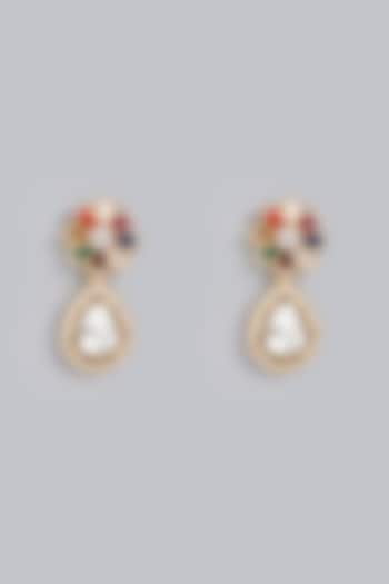 Gold Finish Multi-Colored Dangler Earrings by Rohita and Deepa