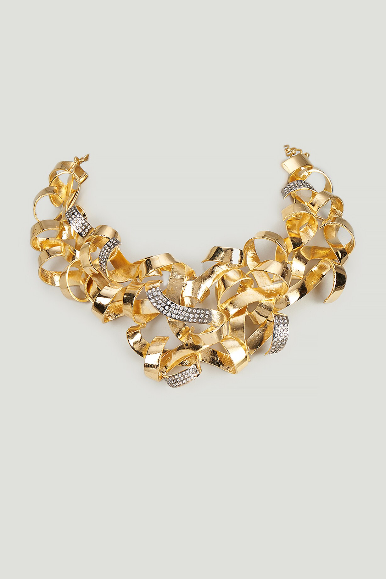 Two Tone Finish American Diamond Necklace Design by Rohita And Deepa at