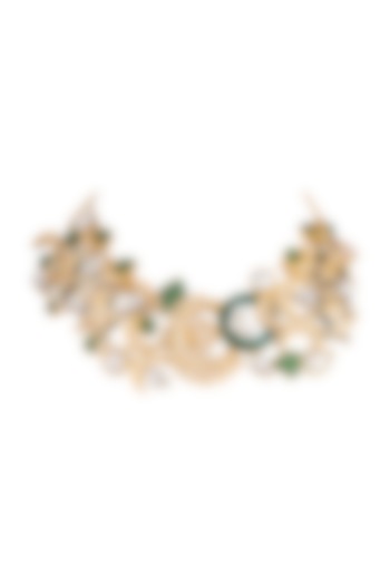 Gold Plated Shell Pearl Necklace by Rohita And Deepa