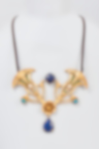 Gold Finish Multi-Colored Onyx Long Necklace by Rohita and Deepa at Pernia's Pop Up Shop