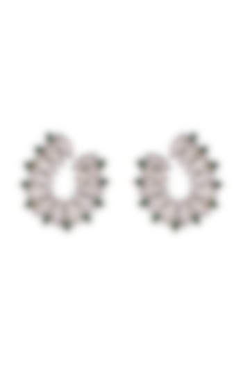 White Finish Onyx Beads Earrings by Rohita and Deepa