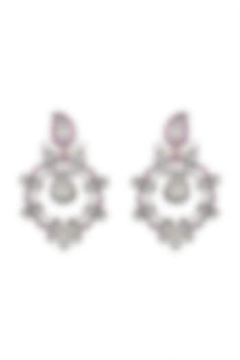 White Finish Kundan Earrings by Rohita and Deepa