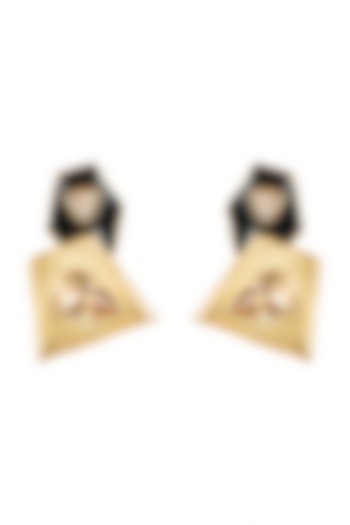Gold Finish Swarovski Earrings by Rohita and Deepa