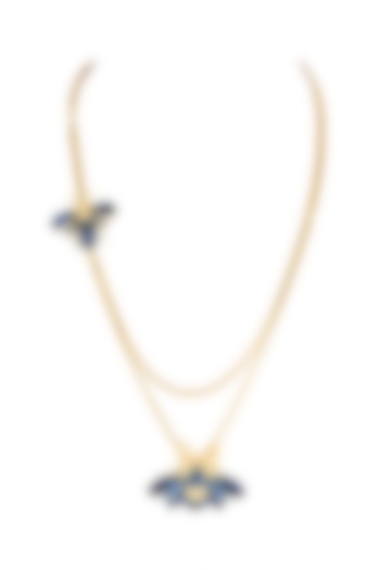 Gold Finish Meena Stones Necklace by Rohita and Deepa