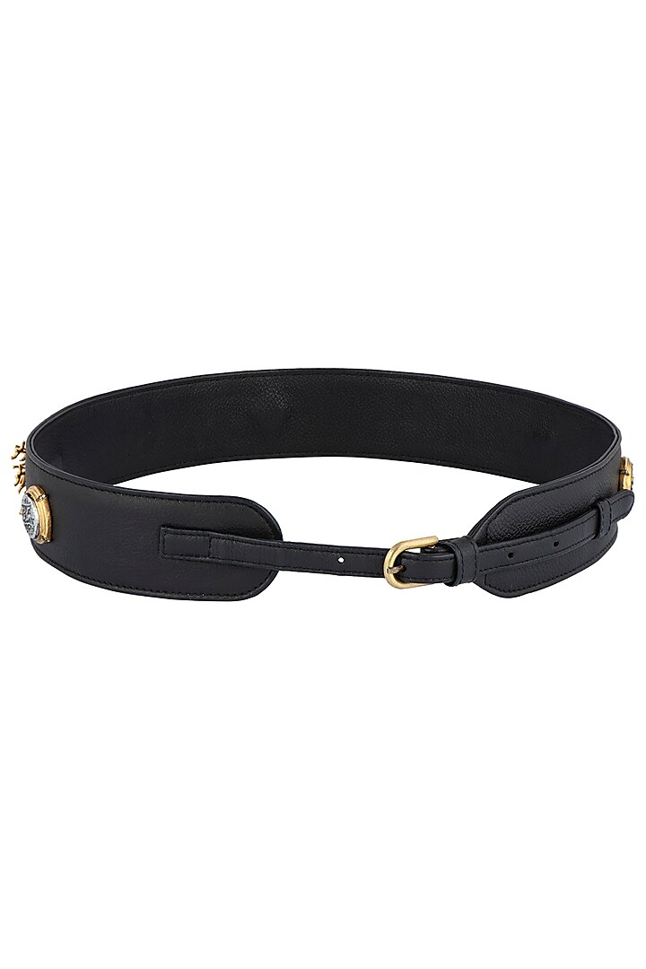 Silver & Gold Finish Leather Belt by Rohita and Deepa at Pernia's Pop Up Shop