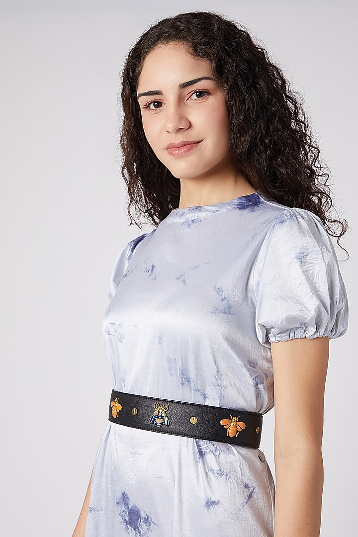 Gold Finish Studded Leather Belt Design by Rohita and Deepa at Pernia's