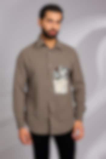 Beige Lachka & Armani Party Wear Shirt by Rohit Doshi at Pernia's Pop Up Shop