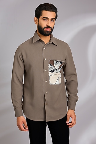 Beige Lachka & Armani Shirt by Rohit Doshi