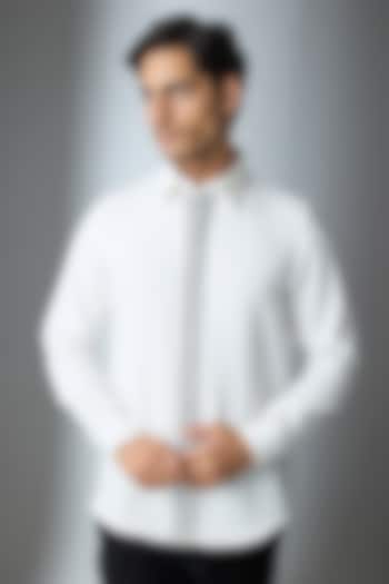 White Lachka & Armani Party Wear Shirt by Rohit Doshi at Pernia's Pop Up Shop