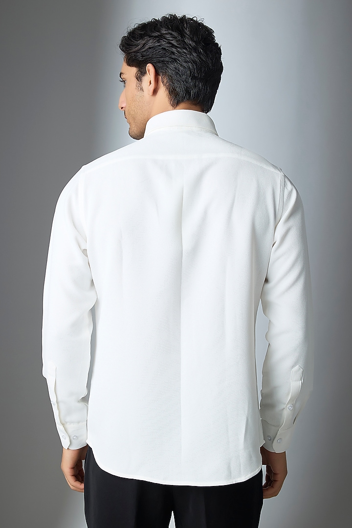 White Lachka & Armani Party Wear Shirt by Rohit Doshi at Pernia's Pop Up Shop