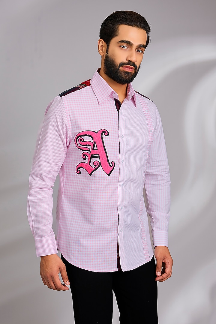 Pink Lachka & Armani Party Wear Shirt by Rohit Doshi at Pernia's Pop Up Shop