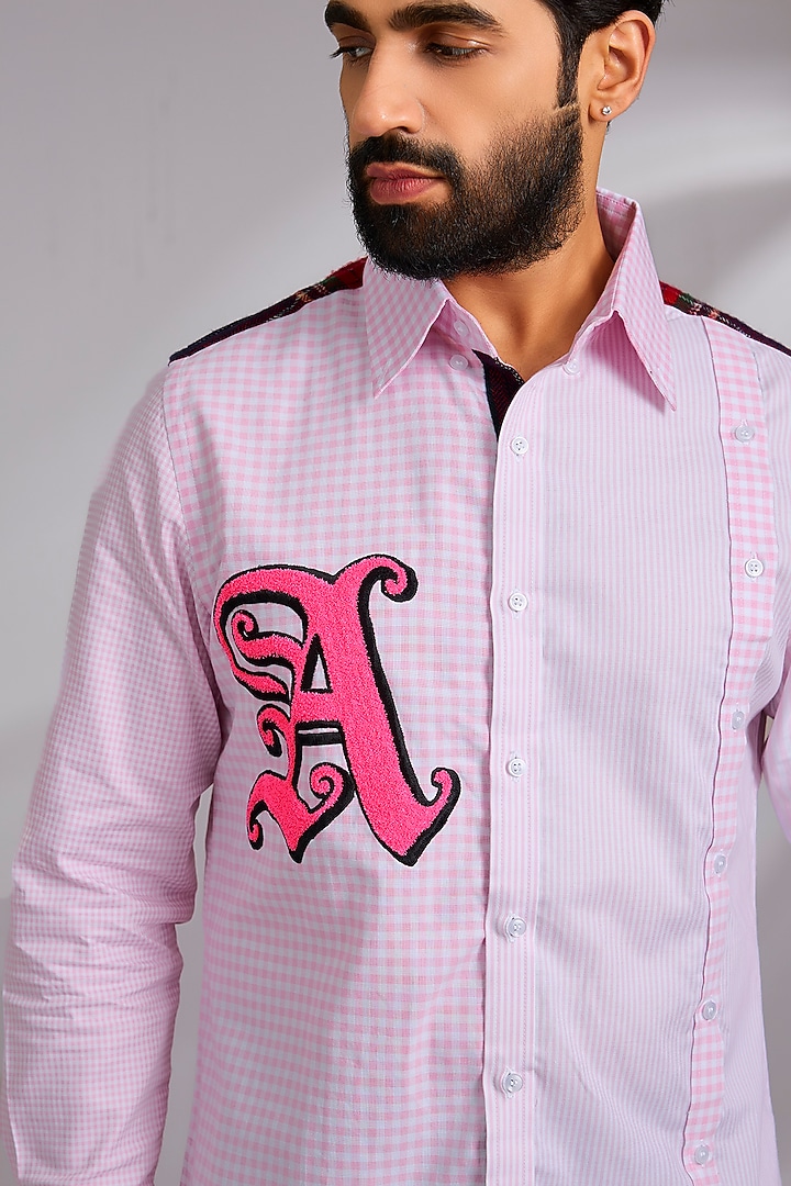 Pink Lachka & Armani Party Wear Shirt by Rohit Doshi at Pernia's Pop Up Shop