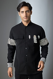 Black Lachka & Armani Shirt by Rohit Doshi-POPULAR PRODUCTS AT STORE