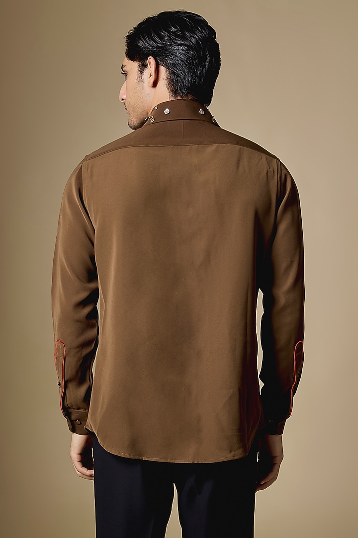 Light Brown Lachka & Armani Fabric Party Wear Shirt by Rohit Doshi at Pernia's Pop Up Shop