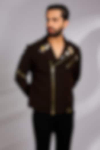 Brown Lachka & Armani Jacket by Rohit Doshi at Pernia's Pop Up Shop