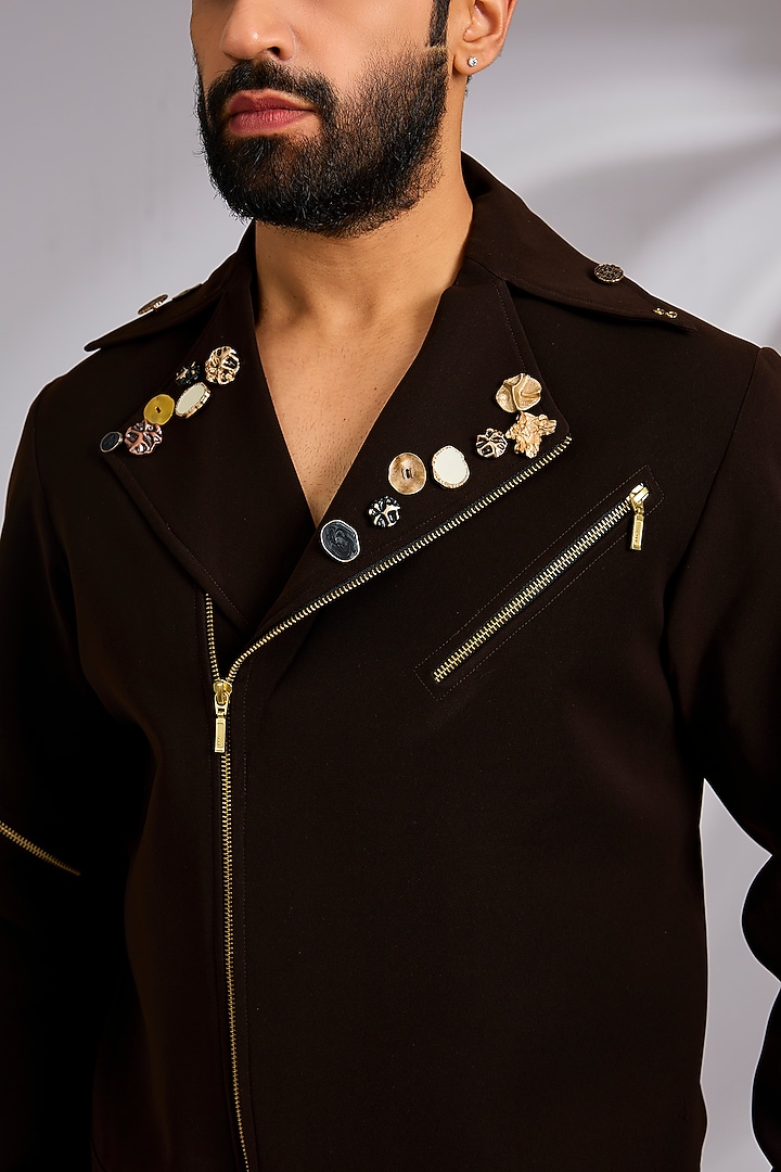 Brown Lachka & Armani Jacket by Rohit Doshi at Pernia's Pop Up Shop