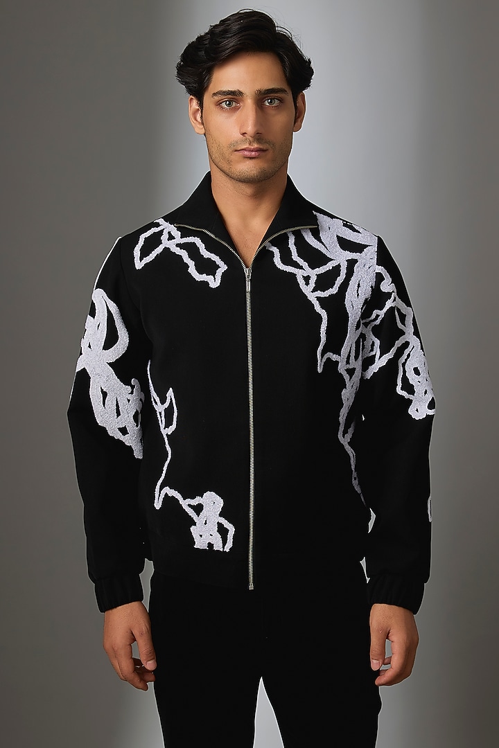 Black Silk Jacket by Rohit Doshi at Pernia's Pop Up Shop