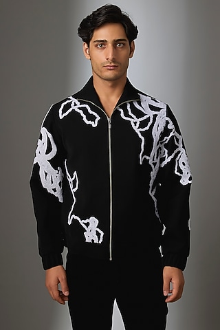 Black Silk Jacket by Rohit Doshi