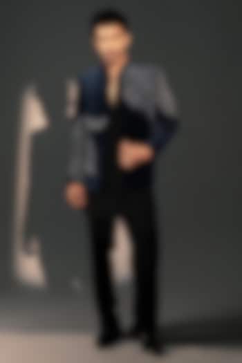 Navy Blue Velvet Jodhpuri by Rohit Doshi at Pernia's Pop Up Shop