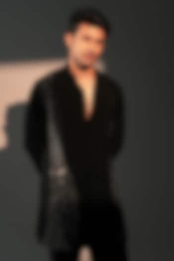Black Imported Polyester Kurta by Rohit Doshi at Pernia's Pop Up Shop