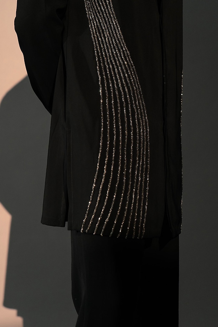 Black Imported Polyester Kurta by Rohit Doshi at Pernia's Pop Up Shop