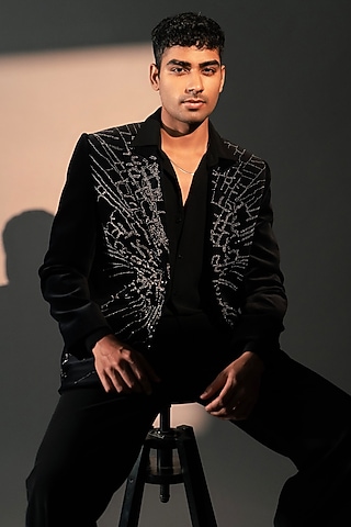 Black Velvet Jacket by Rohit Doshi