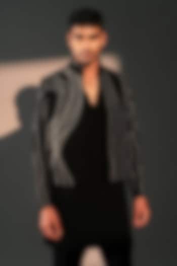 Black Imported Polyester Bundi Jacket by Rohit Doshi at Pernia's Pop Up Shop
