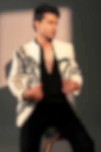 Off-White Imported Polyester Wedding Bandhgala by Rohit Doshi at Pernia's Pop Up Shop
