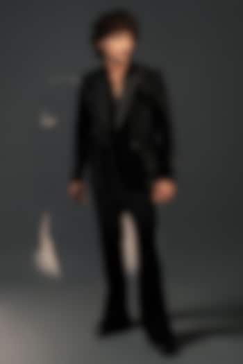 Black Velvet Suit Set by Rohit Doshi at Pernia's Pop Up Shop
