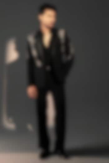 Black Imported Polyester Suit Set by Rohit Doshi at Pernia's Pop Up Shop