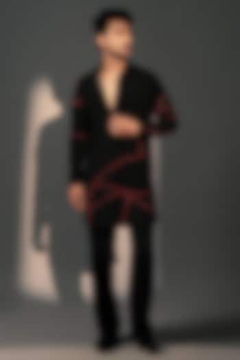 Black Imported Polyester Kurta Set by Rohit Doshi at Pernia's Pop Up Shop