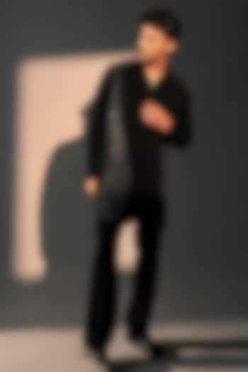 Black Imported Polyester Kurta Set by Rohit Doshi at Pernia's Pop Up Shop