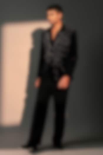 Black Velvet Blazer Set by Rohit Doshi at Pernia's Pop Up Shop