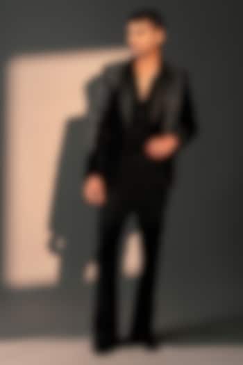 Black Imported Polyester Blazer Set by Rohit Doshi at Pernia's Pop Up Shop