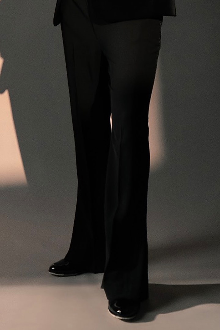 Black Imported Polyester Blazer Set by Rohit Doshi at Pernia's Pop Up Shop