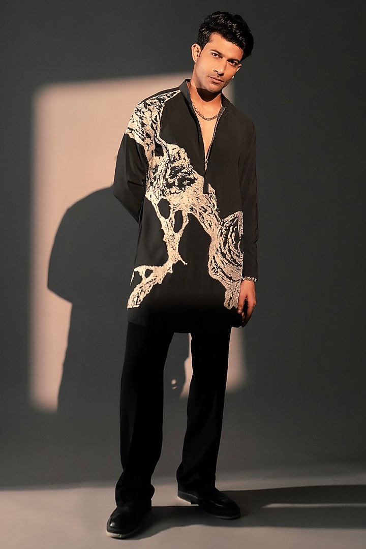 Matterhorn Grey Imported Polyester Kurta Set by Rohit Doshi at Pernia's Pop Up Shop