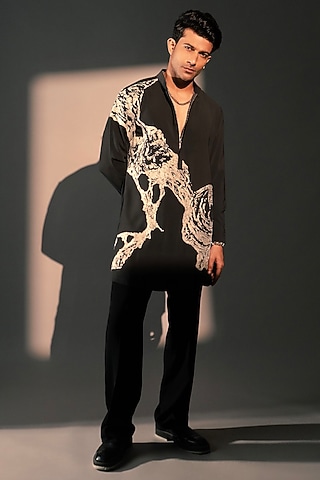 Matterhorn Grey Imported Polyester Kurta Set by rohit doshi