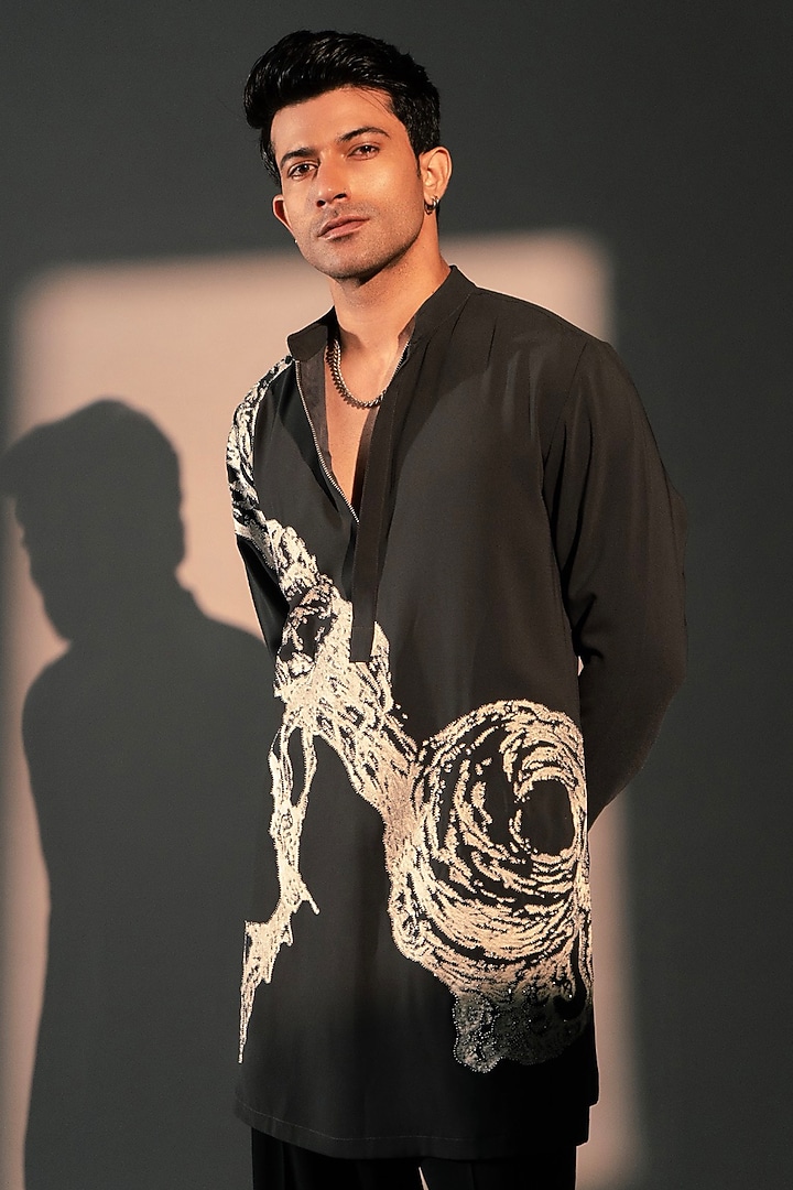Matterhorn Grey Imported Polyester Kurta Set by Rohit Doshi at Pernia's Pop Up Shop
