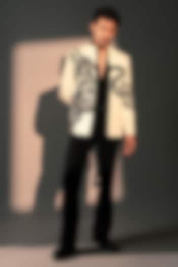 Off-White Imported Polyester Jodhpuri Set by Rohit Doshi at Pernia's Pop Up Shop