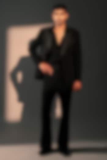 Black Imported Polyester Blazer Set by Rohit Doshi at Pernia's Pop Up Shop
